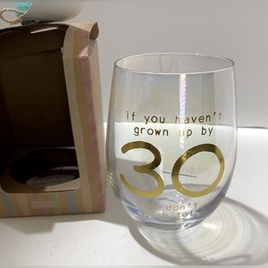 NIB Mudpie "If You Haven't Grown Up By 30" Stemless Wine Glass Birthday Novelty